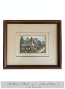 Watercolor-Painting-of-a-Thatched-Cottage-by-A.-Thomas
