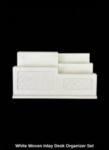 White-Woven-Inlay-Desk-Organizer-Set