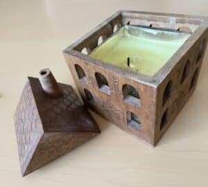 Wooden-House-Candle-Holder-with-Arched-Windows-second-image