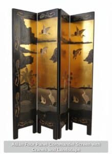 Asian-Four-Panel-Coromandel-Screen-with-Cranes-and-Landscape-1