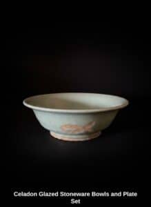 Celadon-Glazed-Stoneware-Bowls-and-Plate-Set-second-image