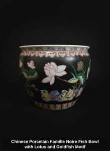 Chinese-Porcelain-Famille-Noire-Fish-Bowl-with-Lotus-and-Goldfish-Motif-third-image