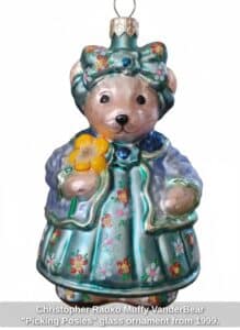 Christopher-Radko-Muffy-VanderBear-Picking-Posies-glass-ornament-from-
