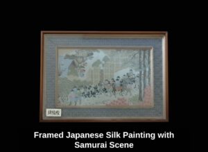 Framed-Japanese-Silk-Painting-with-Samurai-Scene