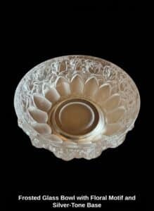 Frosted-Glass-Bowl-with-Floral-Motif-and-Silver-Tone-Base-second-image