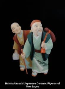 Hakata-Urasaki-Japanese-Ceramic-Figures-of-Two-Sages