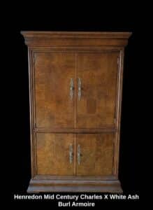 Henredon-Mid-Century-Charles-X-White-Ash-Burl-Armoire