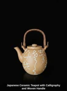 Japanese-Ceramic-Teapot-with-Calligraphy-and-Woven-Handle