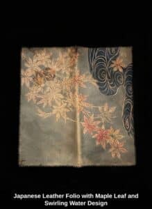 Japanese-Leather-Folio-with-Maple-Leaf-and-Swirling-Water-Design