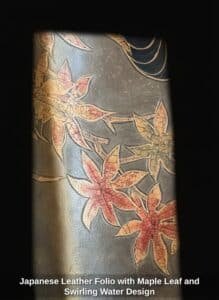 Japanese-Leather-Folio-with-Maple-Leaf-and-Swirling-Water-Design-second-image