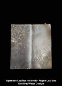 Japanese-Leather-Folio-with-Maple-Leaf-and-Swirling-Water-Design-third-image