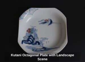 Kutani-Octagonal-Plate-with-Landscape-Scene
