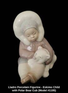 Lladro-Porcelain-Figurine-Eskimo-Child-with-Polar-Bear-Cub-Model-