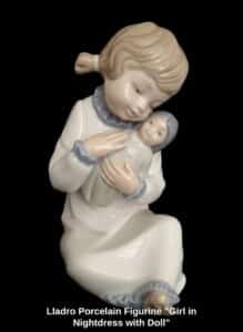 Lladro-Porcelain-Figurine-Girl-in-Nightdress-with-Doll