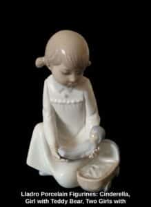 Lladro-Porcelain-Figurines-Cinderella-Girl-with-Teddy-Bear-Two-Girls-with-Flowers-and-Dancer