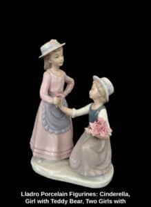 Lladro-Porcelain-Figurines-Cinderella-Girl-with-Teddy-Bear-Two-Girls-with-Flowers-and-Dancer-third-image