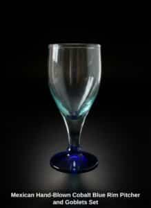 Mexican-Hand-Blown-Cobalt-Blue-Rim-Pitcher-and-Goblets-Set-fourth-image
