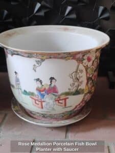 Rose-Medallion-Porcelain-Fish-Bowl-Planter-with-Saucer