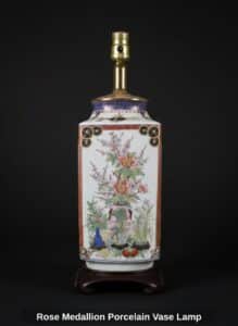 Rose-Medallion-Porcelain-Vase-Lamp