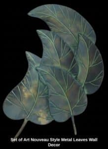 Set-of-Art-Nouveau-Style-Metal-Leaves-Wall-Decor