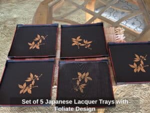 Set-of-Japanese-Lacquer-Trays-with-Foliate-Design-third-image