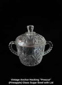 Vintage-Anchor-Hocking-Prescut-Pineapple-Glass-Sugar-Bowl-with-Lid