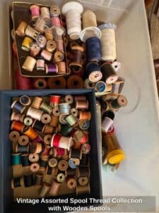 Vintage-Assorted-Spool-Thread-Collection-with-Wooden-Spools