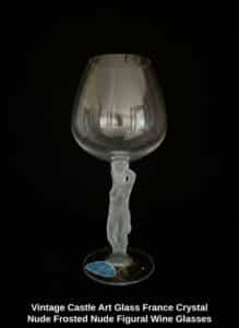 Vintage-Castle-Art-Glass-France-Crystal-Nude-Frosted-Nude-Figural-Wine-Glasses