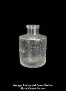 Vintage-Embossed-Glass-Bottle-Floral-or-Grape-Pattern