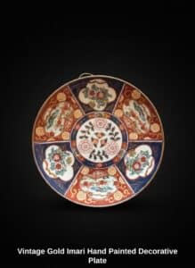 Vintage-Gold-Imari-Hand-Painted-Decorative-Plate