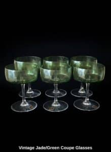 Vintage-Jade-or-Green-Coupe-Glasses