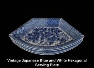 Vintage-Japanese-Blue-and-White-Hexagonal-Serving-Plate