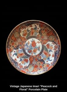 Vintage-Japanese-Imari-Peacock-and-Floral-Porcelain-Plate