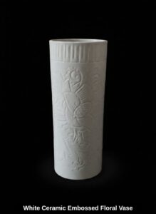 White-Ceramic-Embossed-Floral-Vase