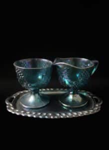 Carnival-Glass-Grape-Pattern-Footed-Compote-Set-with-Tray