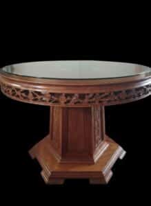 Chinese-Rosewood-Carved-Dining-Table-with-Glass-Top