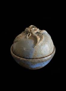 Handmade-Ceramic-Covered-Dish-with-Floral-Motif