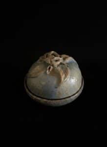 Handmade-Ceramic-Covered-Dish-with-Floral-Motif-second-image