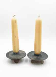 Pair-of-Ceramic-Candlesticks-with-Taper-Candles-third-image