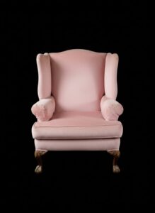 Pink-Velvet-Wingback-Armchair-with-Carved-Legs