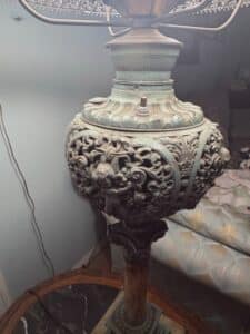 Victorian-Gone-With-The-Wind-Style-Hand-Painted-Floral-Oil-Lamp-Conversion-Table-Lamp-fourth-image