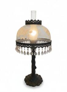 Victorian-Style-Floral-Etched-Glass-Hurricane-Lamp-with-Crystal-Prisms-fourth-image