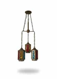 Vintage-Multi-Colored-Glass-Panel-Hanging-Chandelier