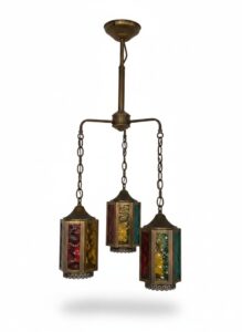 Vintage-Multi-Colored-Glass-Panel-Hanging-Chandelier-second-image
