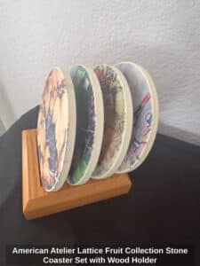 American-Atelier-Lattice-Fruit-Collection-Stone-Coaster-Set-with-Wood-Holder-second-image