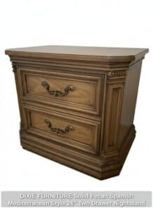DIXIE-FURNITURE-Solid-Pecan-Spanish-Mediterranean-Style-Two-Drawer-Nightstand