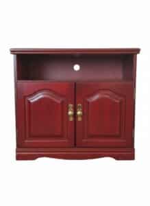 Red-Cherry-Finish-Media-Console-with-Arched-Doors