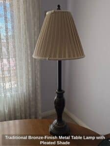 Traditional-Bronze-Finish-Metal-Table-Lamp-with-Pleated-Shade