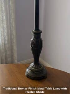 Traditional-Bronze-Finish-Metal-Table-Lamp-with-Pleated-Shade-second-image