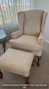 Traditional-Damask-Wingback-Chair-and-Ottoman-Set-second-image